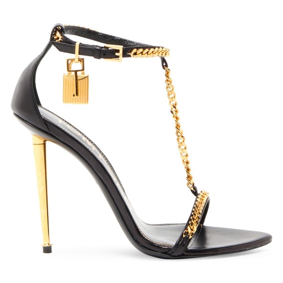 Tom Ford Naked 105 Leather Chain Point-Toe Ankle-Strap Sandals - Picture 2 of 6
